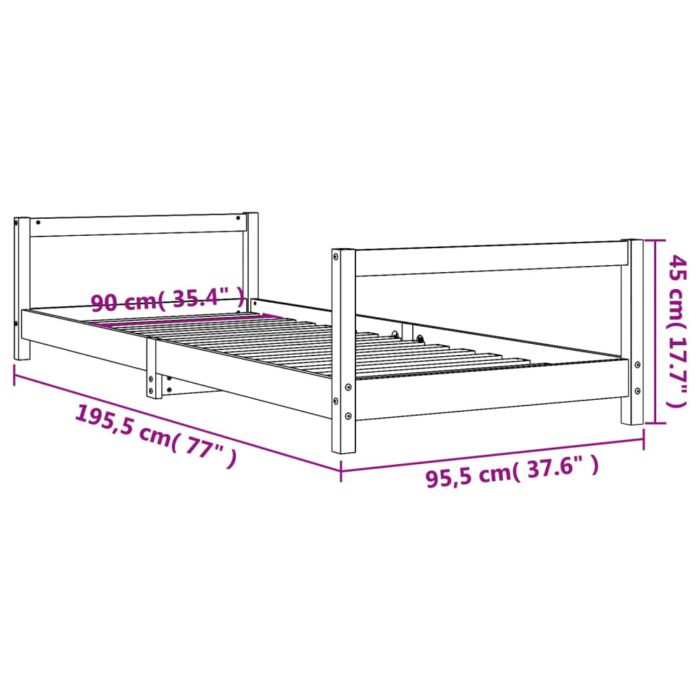 vidaXL Barnesengeramme svart 90×190 cm heltre furu