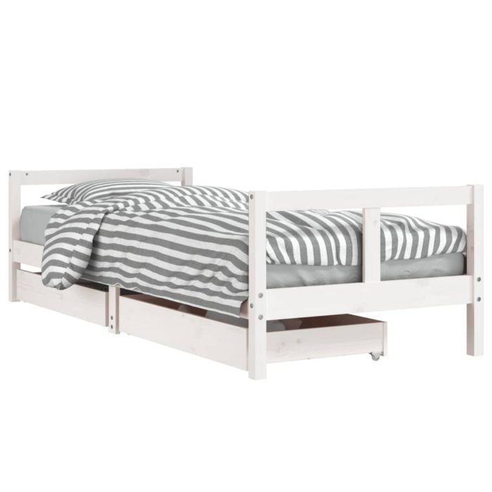 vidaXL Barnesengeramme med skuffer hvit 80×200 cm heltre furu