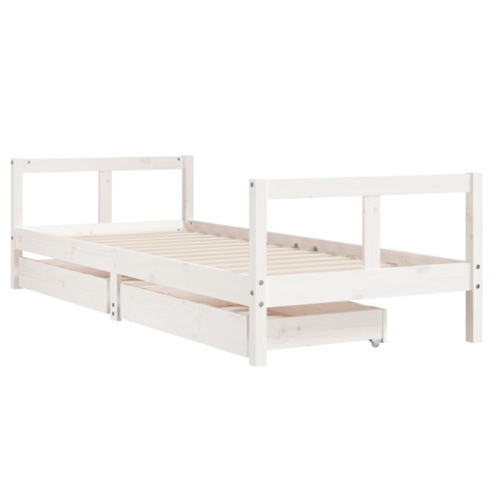 vidaXL Barnesengeramme med skuffer hvit 80×200 cm heltre furu