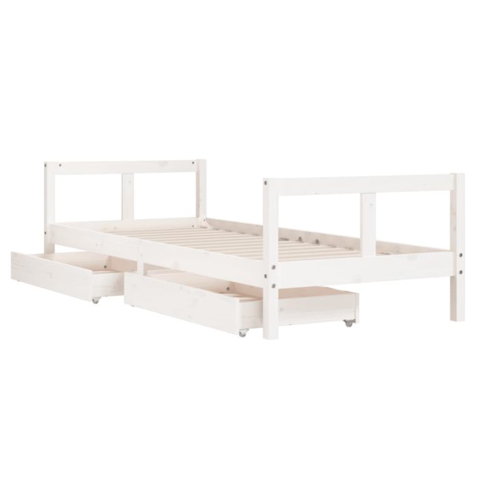 vidaXL Barnesengeramme med skuffer hvit 80×200 cm heltre furu