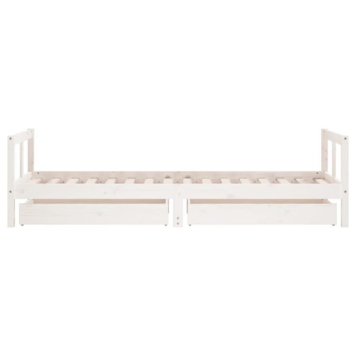vidaXL Barnesengeramme med skuffer hvit 80×200 cm heltre furu