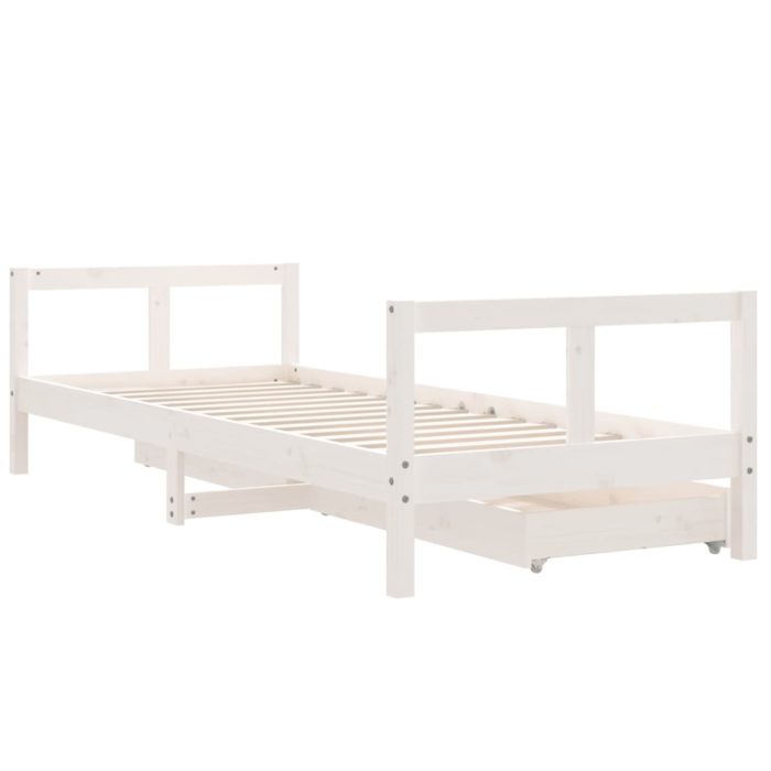 vidaXL Barnesengeramme med skuffer hvit 80×200 cm heltre furu