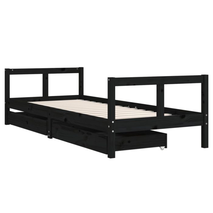 vidaXL Barnesengeramme med skuffer svart 80×200 cm heltre furu