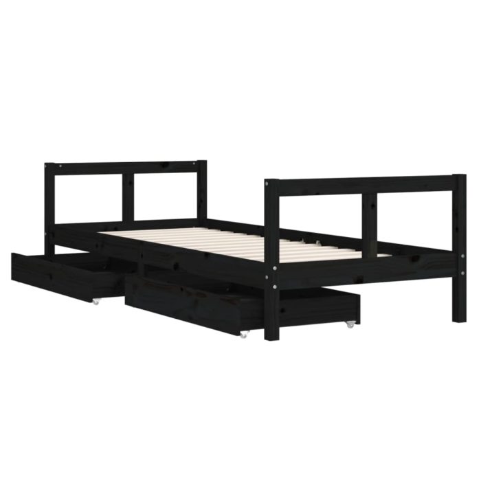 vidaXL Barnesengeramme med skuffer svart 80×200 cm heltre furu
