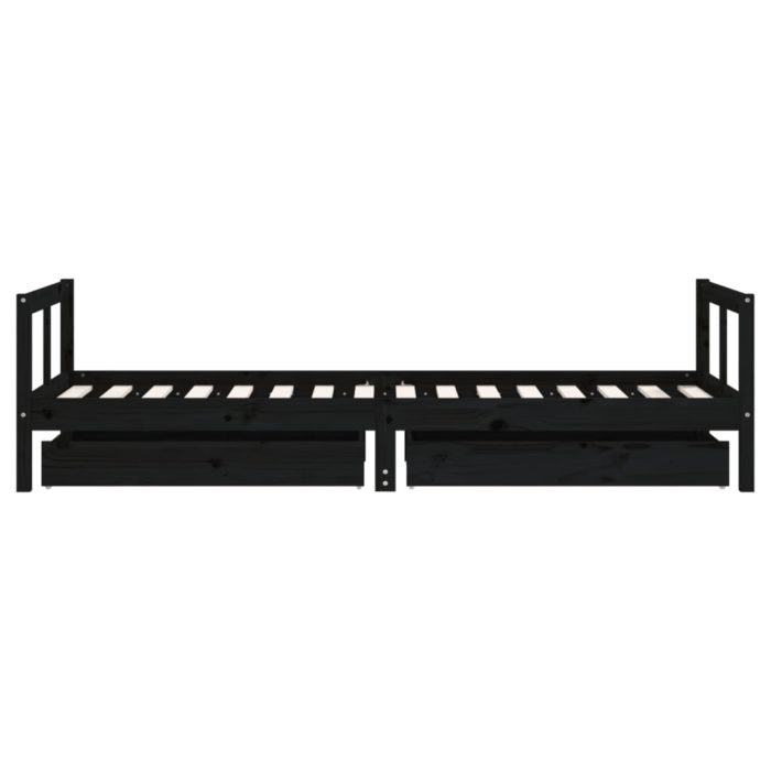 vidaXL Barnesengeramme med skuffer svart 80×200 cm heltre furu