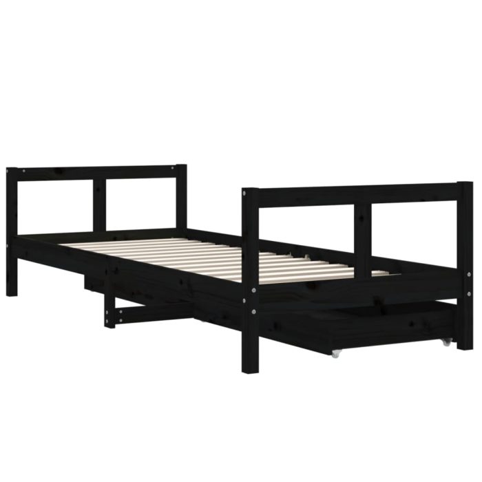 vidaXL Barnesengeramme med skuffer svart 80×200 cm heltre furu