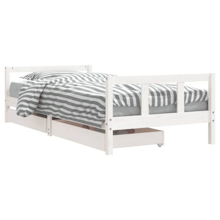 vidaXL Barnesengeramme med skuffer hvit 90×200 cm heltre furu