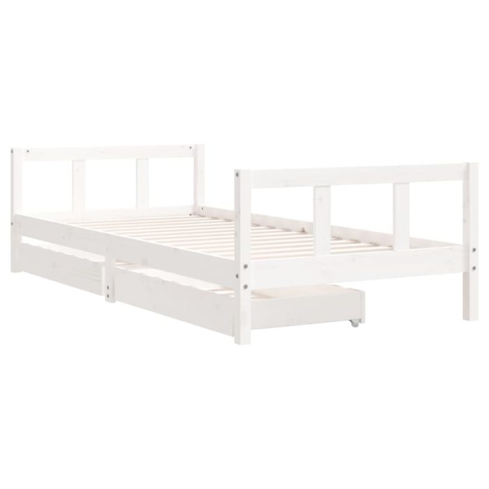 vidaXL Barnesengeramme med skuffer hvit 90×200 cm heltre furu