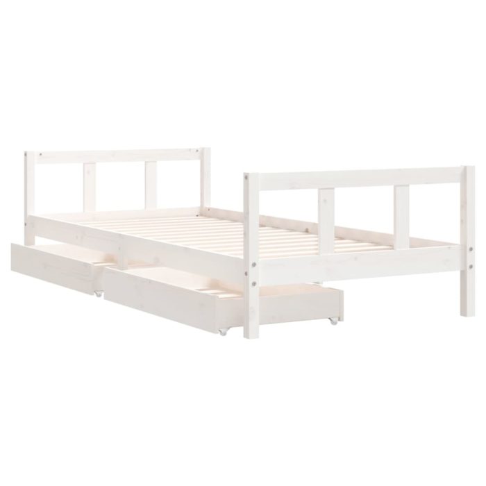vidaXL Barnesengeramme med skuffer hvit 90×200 cm heltre furu