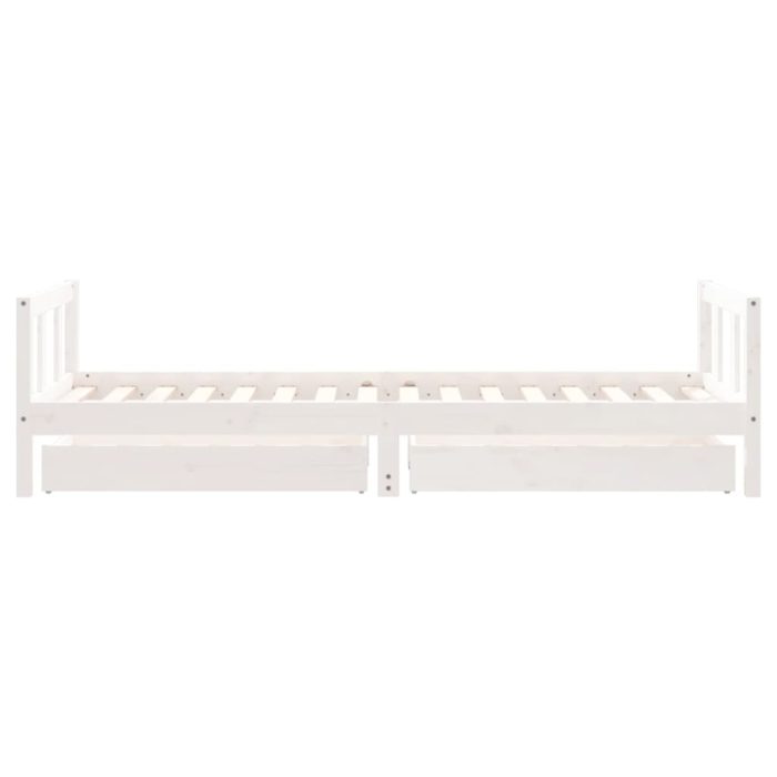 vidaXL Barnesengeramme med skuffer hvit 90×200 cm heltre furu