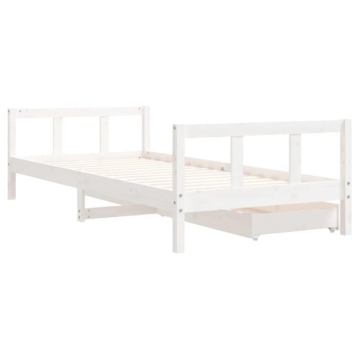 vidaXL Barnesengeramme med skuffer hvit 90×200 cm heltre furu