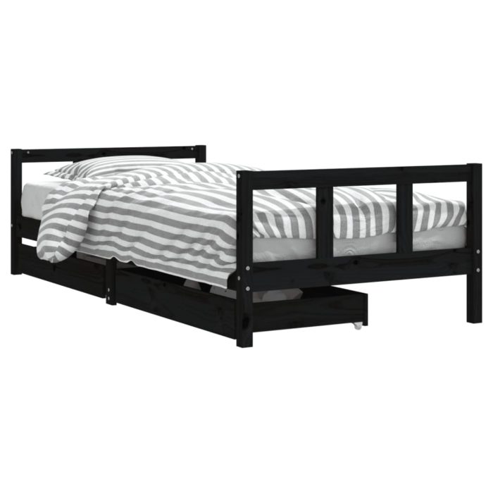vidaXL Barnesengeramme med skuffer svart 90×200 cm heltre furu