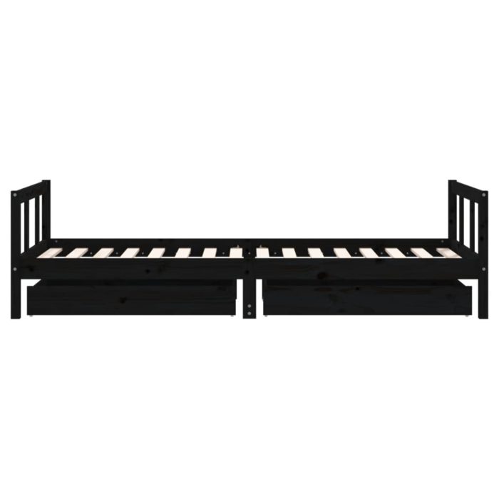vidaXL Barnesengeramme med skuffer svart 90×200 cm heltre furu
