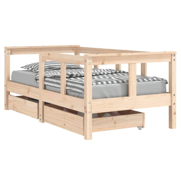 vidaXL Barnesengeramme med skuffer 70×140 cm heltre furu