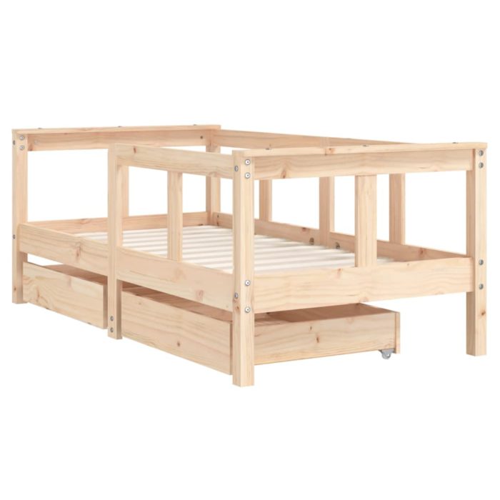 vidaXL Barnesengeramme med skuffer 70×140 cm heltre furu
