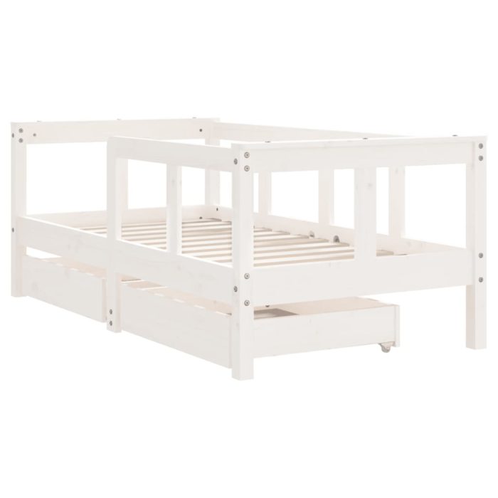vidaXL Barnesengeramme med skuffer hvit 70×140 cm heltre furu