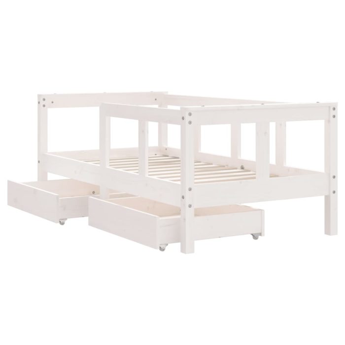 vidaXL Barnesengeramme med skuffer hvit 70×140 cm heltre furu