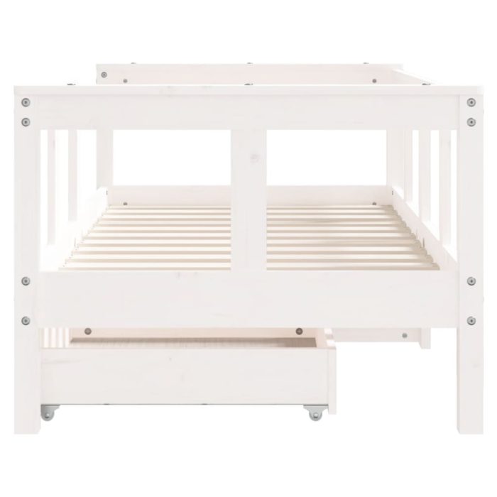 vidaXL Barnesengeramme med skuffer hvit 70×140 cm heltre furu