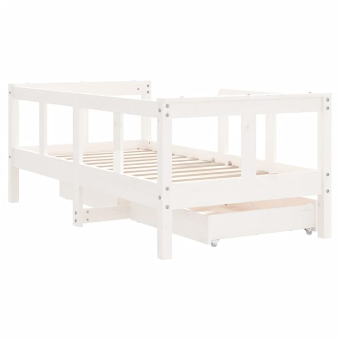 vidaXL Barnesengeramme med skuffer hvit 70×140 cm heltre furu