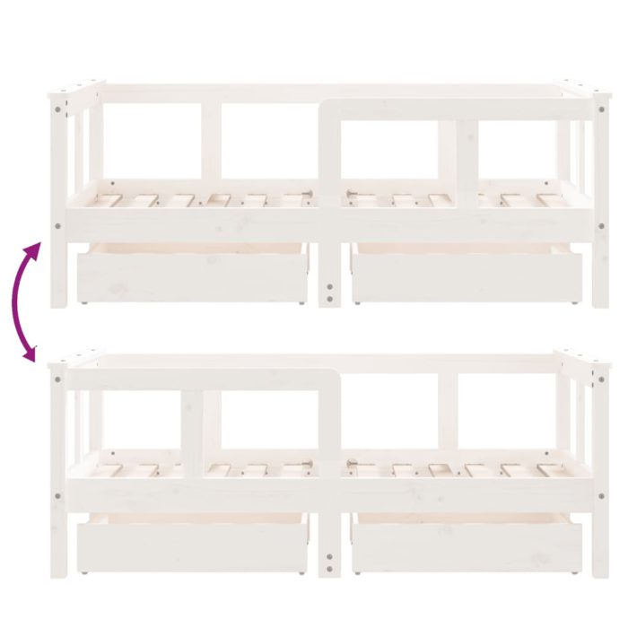 vidaXL Barnesengeramme med skuffer hvit 70×140 cm heltre furu