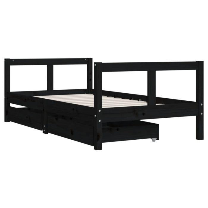 vidaXL Barnesengeramme med skuffer svart 80×160 cm heltre furu