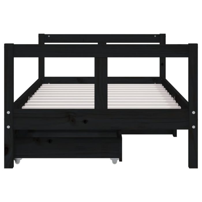 vidaXL Barnesengeramme med skuffer svart 80×160 cm heltre furu