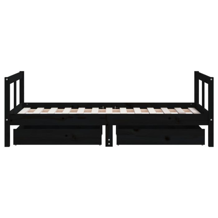 vidaXL Barnesengeramme med skuffer svart 80×160 cm heltre furu