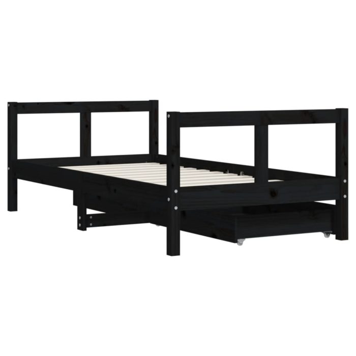 vidaXL Barnesengeramme med skuffer svart 80×160 cm heltre furu