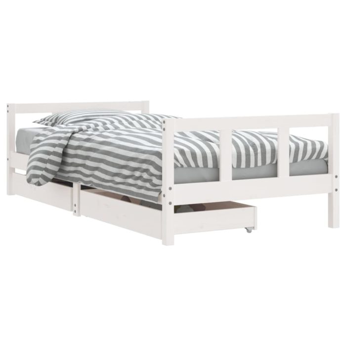 vidaXL Barnesengeramme med skuffer hvit 90×190 cm heltre furu