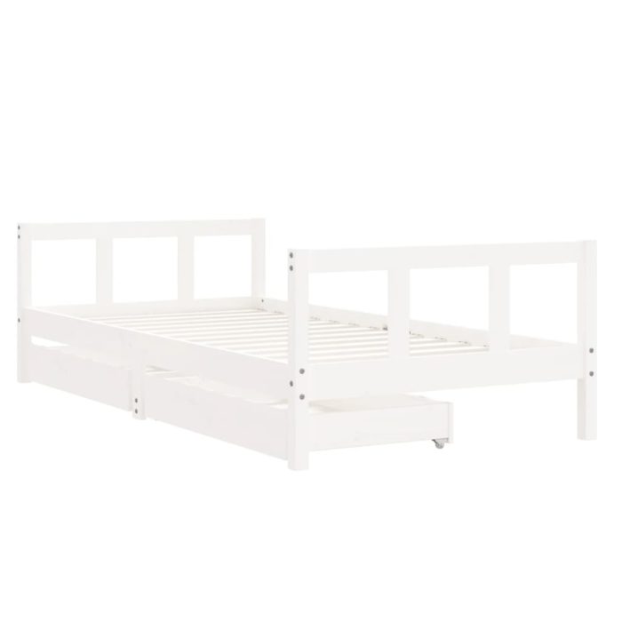 vidaXL Barnesengeramme med skuffer hvit 90×190 cm heltre furu