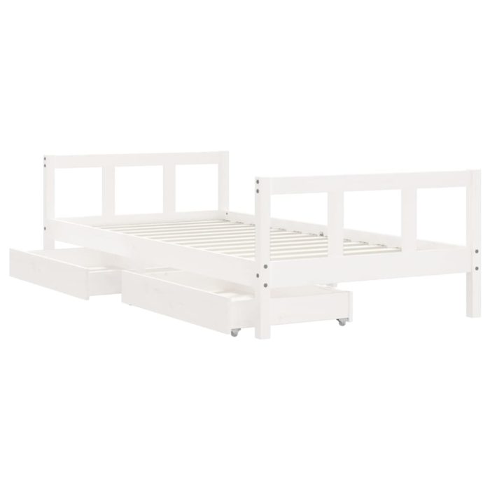 vidaXL Barnesengeramme med skuffer hvit 90×190 cm heltre furu