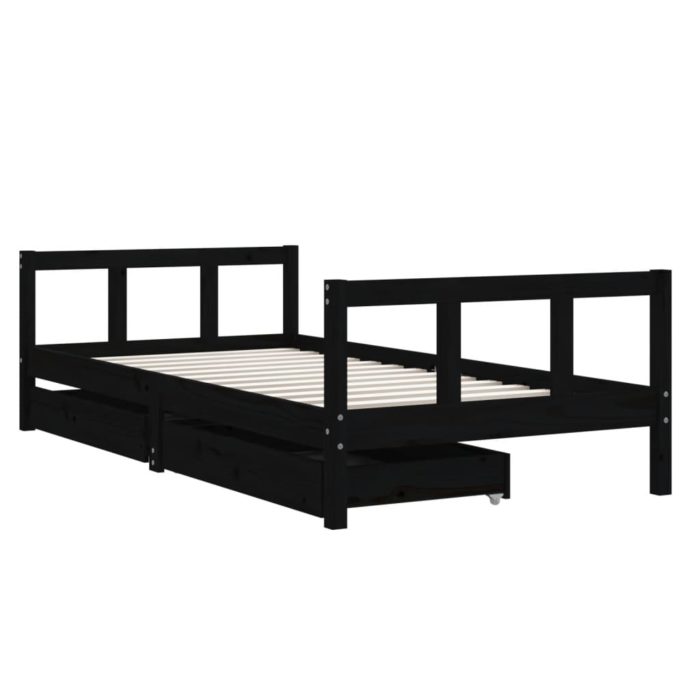 vidaXL Barnesengeramme med skuffer svart 90×190 cm heltre furu