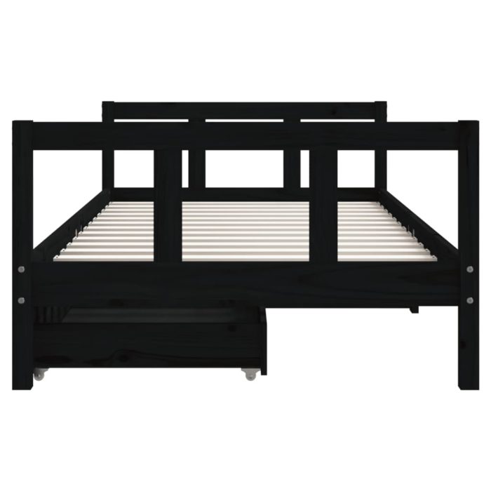 vidaXL Barnesengeramme med skuffer svart 90×190 cm heltre furu