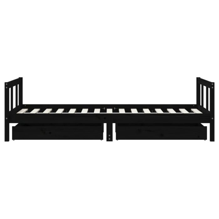 vidaXL Barnesengeramme med skuffer svart 90×190 cm heltre furu