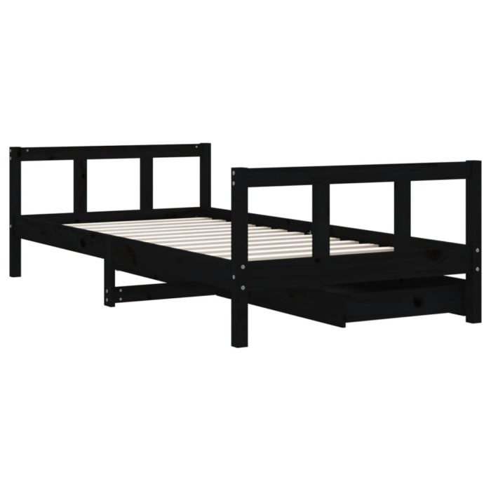 vidaXL Barnesengeramme med skuffer svart 90×190 cm heltre furu