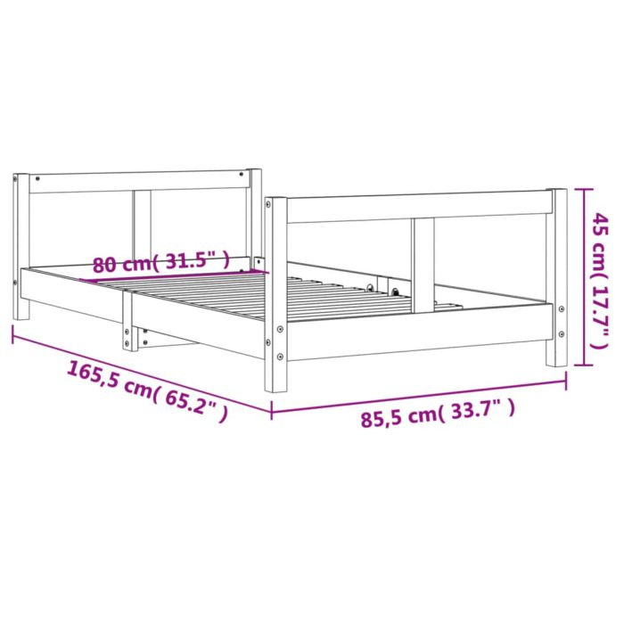 vidaXL Barnesengeramme 80×160 cm heltre furu
