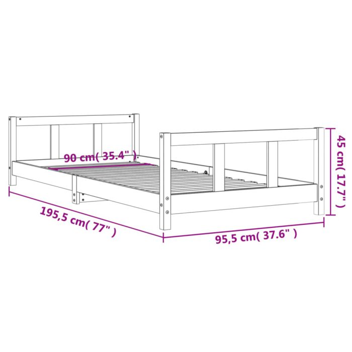 vidaXL Barnesengeramme 90×190 cm heltre furu