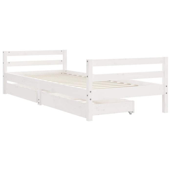 vidaXL Barnesengeramme med skuffer hvit 80×200 cm heltre furu