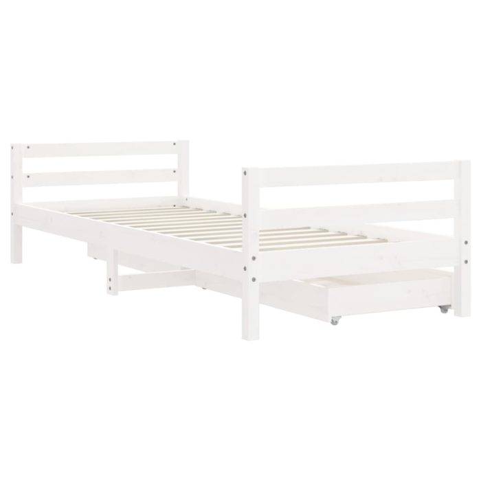 vidaXL Barnesengeramme med skuffer hvit 80×200 cm heltre furu