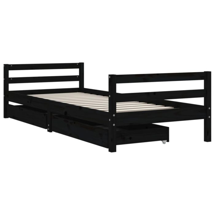 vidaXL Barnesengeramme med skuffer svart 80×200 cm heltre furu