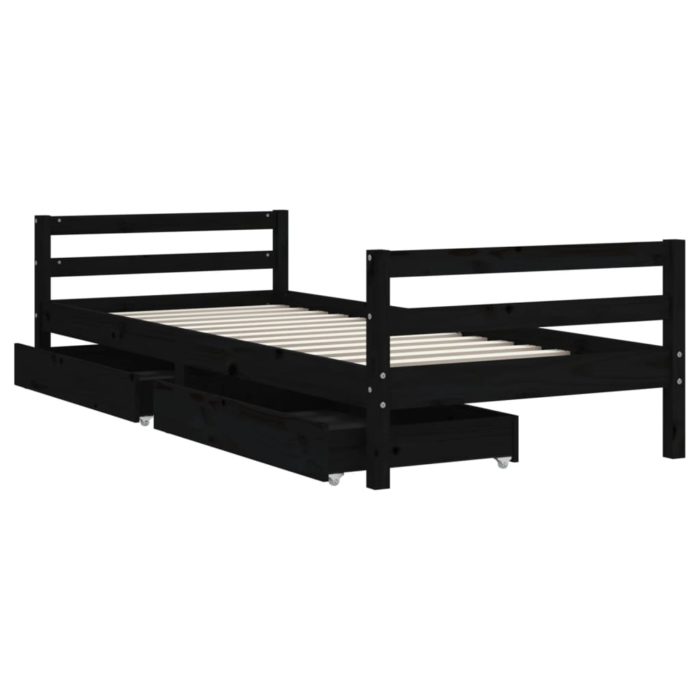 vidaXL Barnesengeramme med skuffer svart 80×200 cm heltre furu