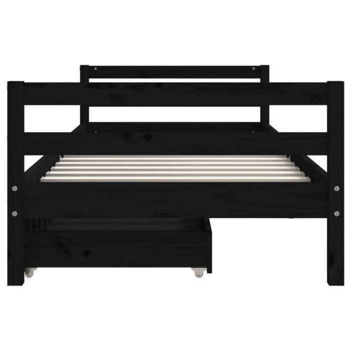 vidaXL Barnesengeramme med skuffer svart 80×200 cm heltre furu