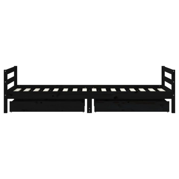 vidaXL Barnesengeramme med skuffer svart 80×200 cm heltre furu