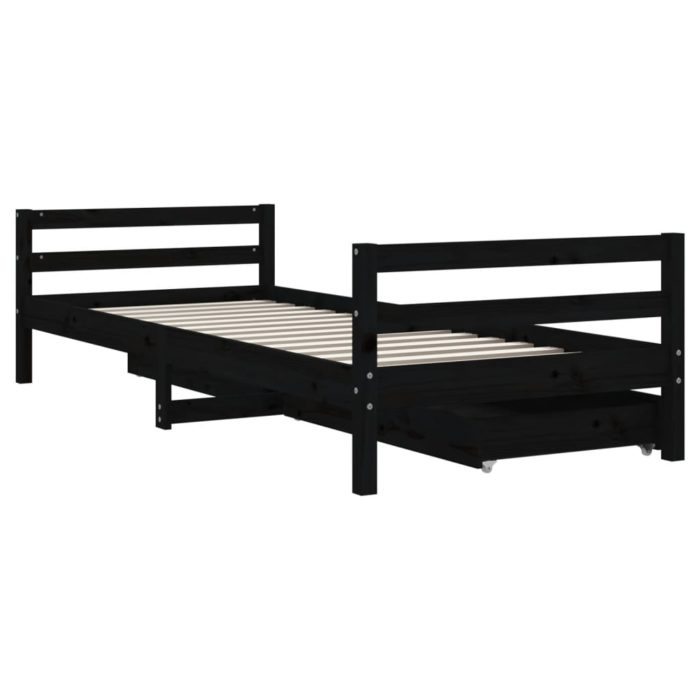 vidaXL Barnesengeramme med skuffer svart 80×200 cm heltre furu
