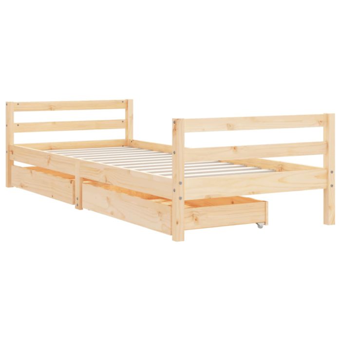 vidaXL Barnesengeramme med skuffer svart 90×200 cm heltre furu