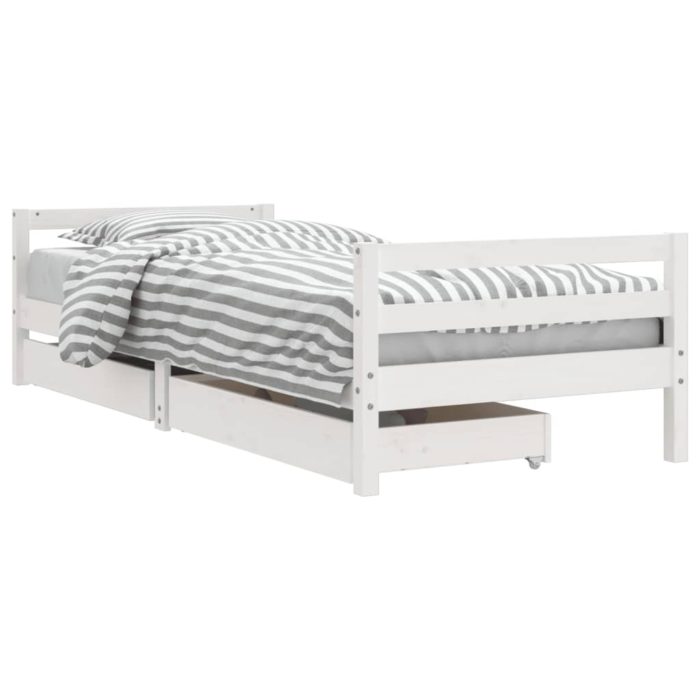 vidaXL Barnesengeramme med skuffer hvit 90×200 cm heltre furu