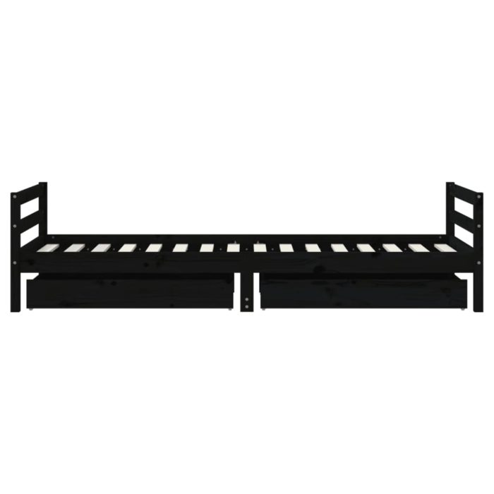 vidaXL Barnesengeramme med skuffer svart 90×200 cm heltre furu