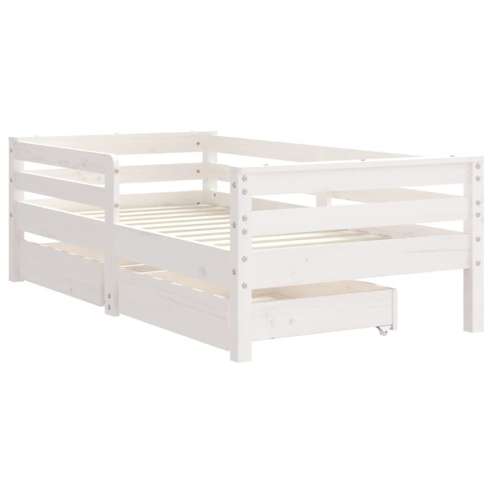 vidaXL Barnesengeramme med skuffer hvit 70×140 cm heltre furu