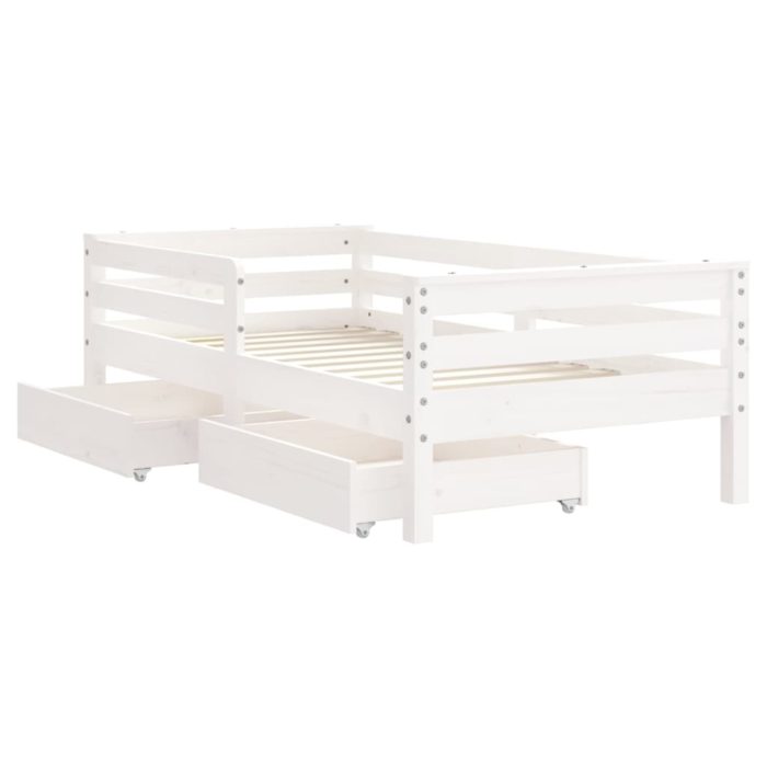 vidaXL Barnesengeramme med skuffer hvit 70×140 cm heltre furu