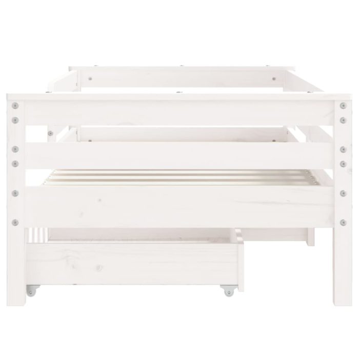 vidaXL Barnesengeramme med skuffer hvit 70×140 cm heltre furu